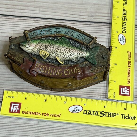 Vintage Trinket Box Welcome to Lake Front Fishing Club Accessory Container Wood - Picture 13 of 15